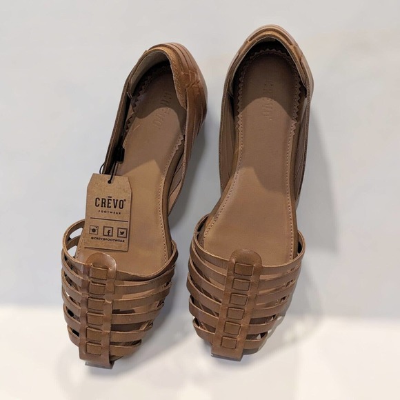 Crevo Sidney Sandals Women's 9 Huarache Flats Leather Chestnut Brown Narrow New - Picture 6 of 6